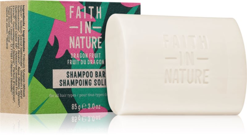 Faith In Nature Dragon Fruit șampon organic solid pentru par deteriorat si vopsit 85 g