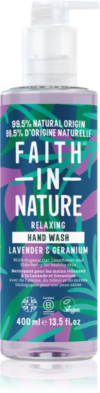 Faith In Nature Lavender & Geranium Săpun natural pentru mâini cu esente de lavanda 400 ml