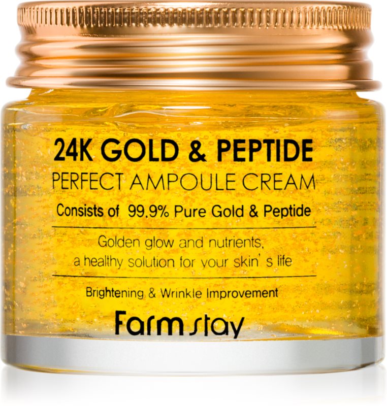 Farmstay 24K Gold & Peptide Perfect Ampoule Cream cremă hidratantă împotriva îmbătrânirii pielii 80 ml