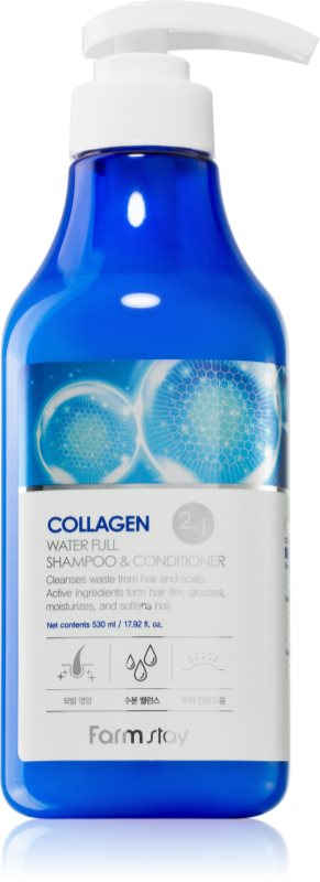 Farmstay Collagen Water Full sampon si balsam 2 in 1 cu colagen 530 ml