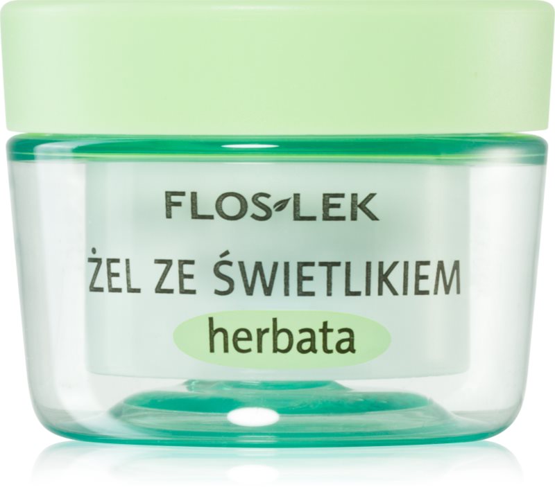 FlosLek Laboratorium Eye Care Gel pentru jurul ochilor cu un luminator și ceai verde 10 g