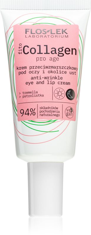 FlosLek Laboratorium Fito Collagen crema anti rid de zi si de noapte pentru conturul ochilor si buzelor 30 ml