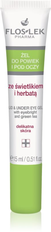 FlosLek Pharma Eye Care Gel pentru jurul ochilor cu un luminator și ceai verde 15 ml