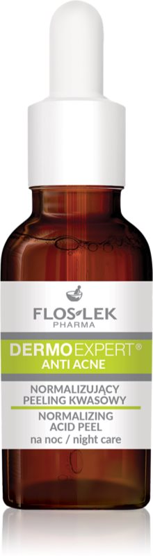 FlosLek Pharma DermoExpert Anti Acne serum cu textură de peeling pentru noapte pentru normalizarea tenului 30 ml