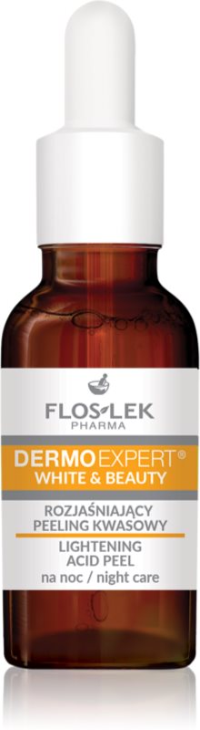 FlosLek Pharma DermoExpert White&Beauty serum cu textură de peeling pentru noapte pentru o piele mai luminoasa 30 ml