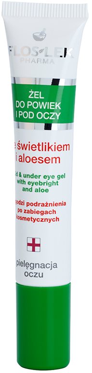 FlosLek Pharma Eye Care Gel pentru jurul ochilor cu un luminator și aloe vera 15 ml