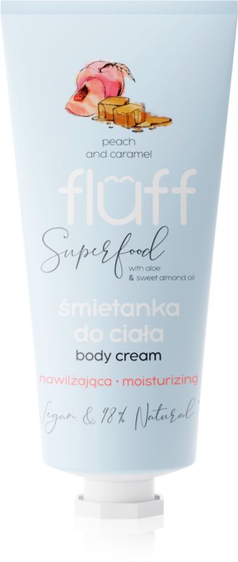 Fluff Superfood Peach & Caramel crema de corp hidratanta Aloe & Sweet Almond Oil 150 ml