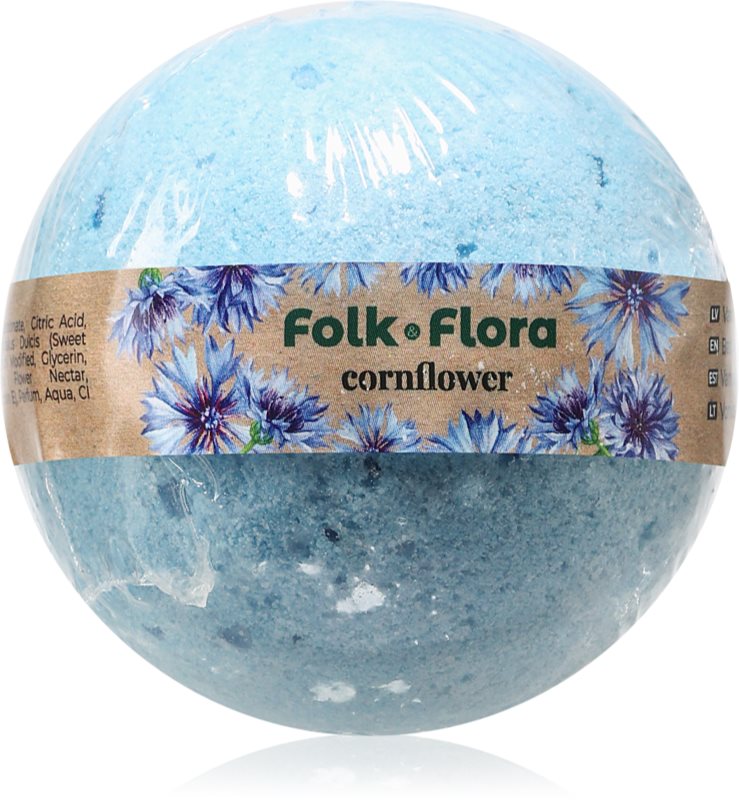 Folk & Flora Cornflower bombă de baie 130 g