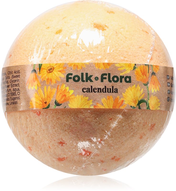 Folk & Flora Calendula bile eferverscente pentru baie cu gălbenele 130 g