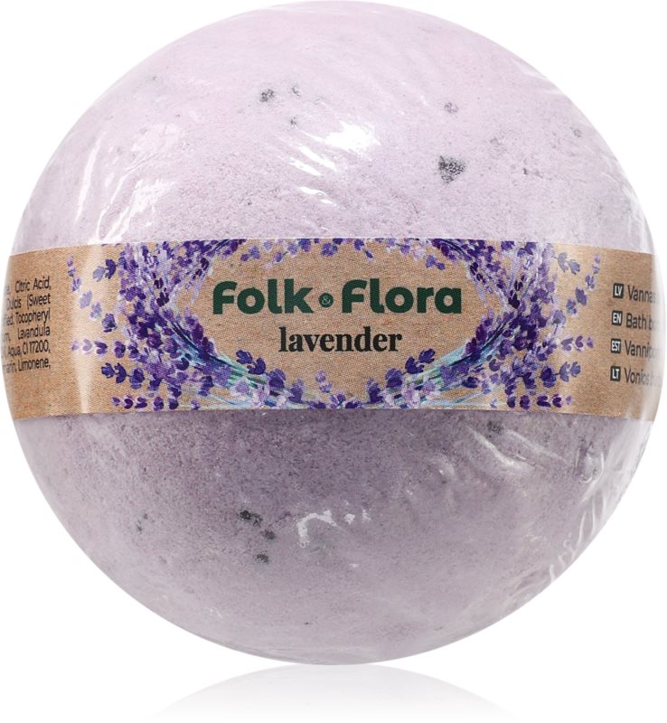 Folk & Flora Lavender bombă de baie cu efect calmant 130 g