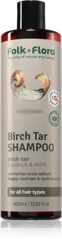 Folk & Flora Birch Tar Sampon curatare profunda pentru piele uscata, actionand impotriva senzatiei de mancarime 400 ml