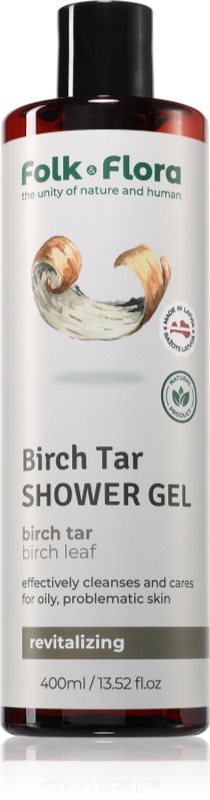 Folk & Flora Birch Tar gel de dus hranitor 400 ml