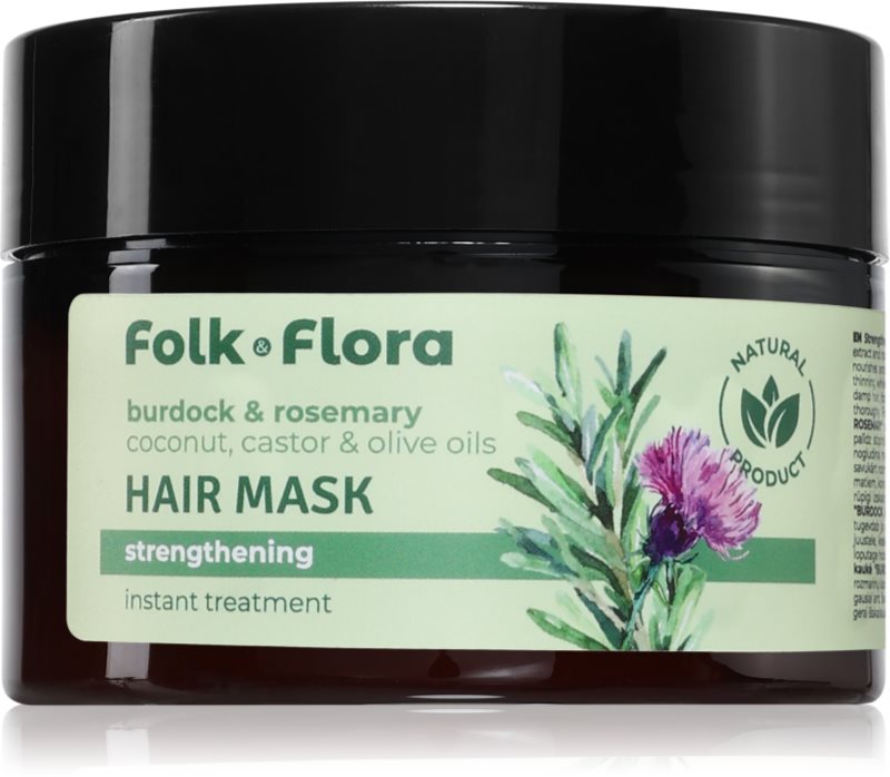 Folk & Flora Burdock & Rosemary mască profund fortifiantă pentru păr 200 ml