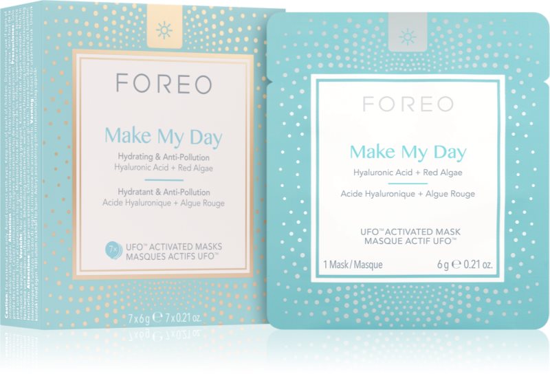 FOREO UFO™ Make My Day mască facială protectoare cu efect de hidratare 7 x 6 g