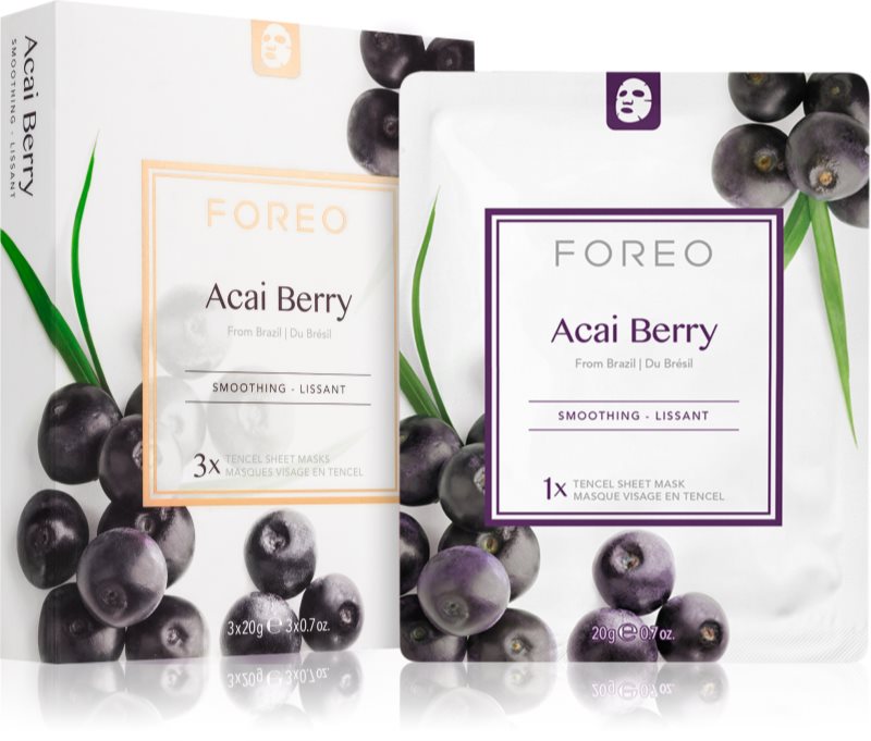 FOREO Farm to Face Sheet Mask Acai Berry mască textilă antioxidantă 3x20 ml