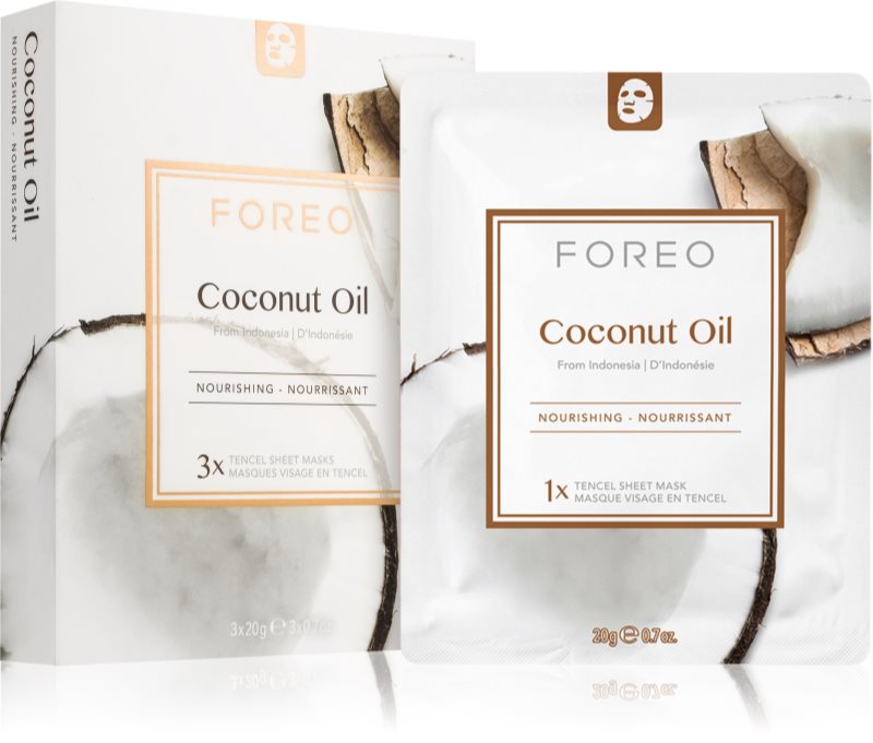 FOREO Farm to Face Sheet Mask Coconut Oil mască textilă nutritivă 3x20 ml