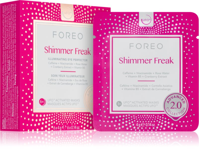 FOREO UFO™ Shimmer Freak masca iluminatoare impotriva pungilor de sub ochi 6 buc