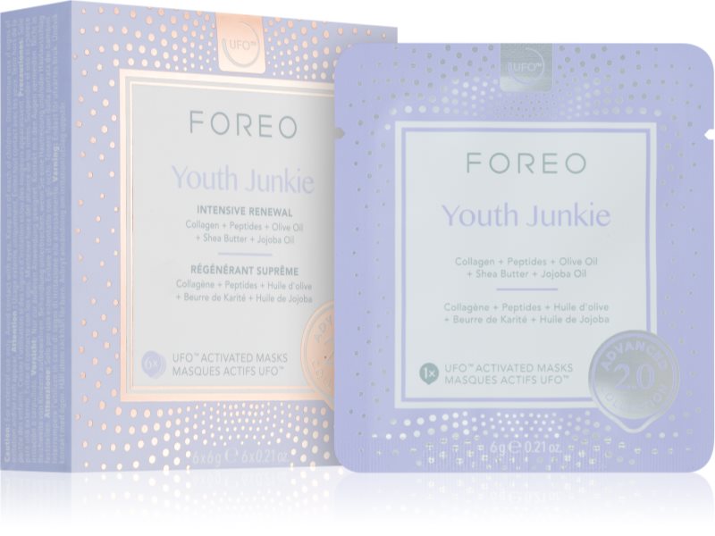 FOREO UFO™ Youth Junkie mască pentru față anti-îmbătrânire 6 buc