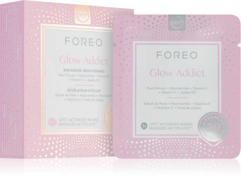 FOREO UFO™ Glow Addict masca pentru albirea tenului 6 buc