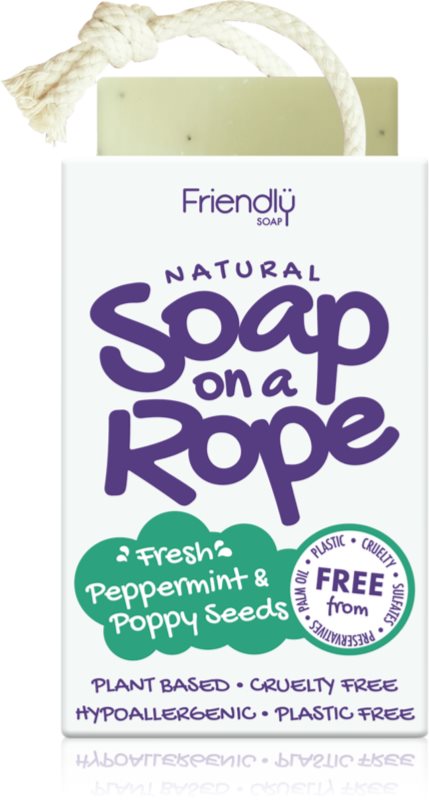Friendly Soap Soap on a Rope Peppermint & Poppy Seeds săpun natural pe șnur 95 g