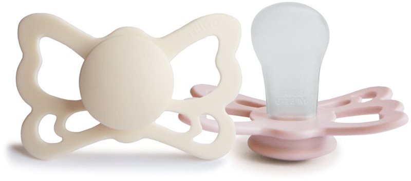 FRIGG Butterfly Size 2:6-18 months suzetă Cream/Blush 2 buc