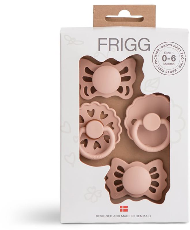 FRIGG Baby's First Pacifier Floral heart suzetă Blush