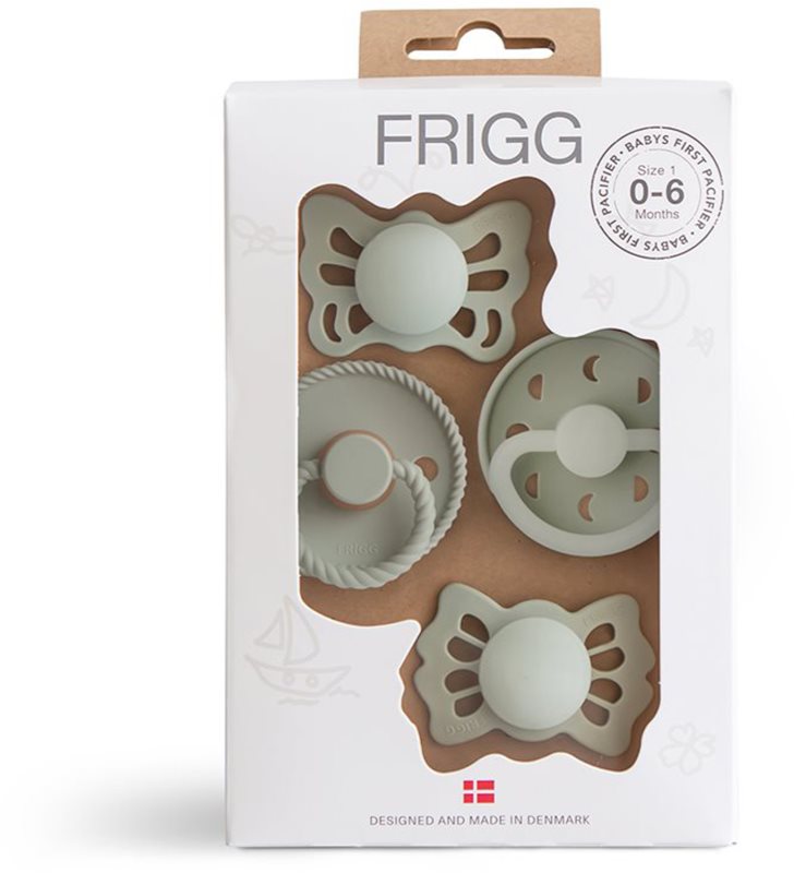 FRIGG Baby's First Pacifier Moonlight Sailing suzetă Sage