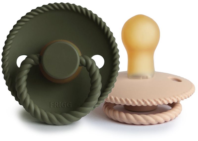 FRIGG Rope Size 1:0-6 months suzetă Croissant/Olive 2 buc