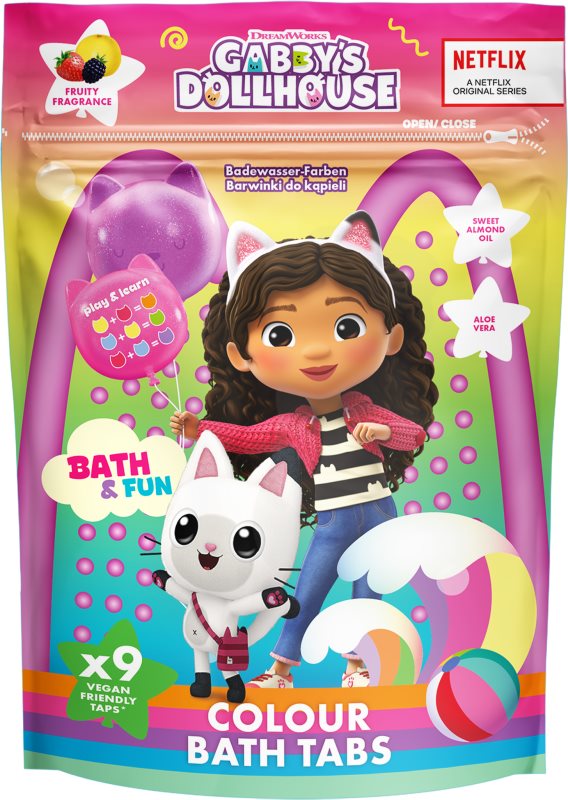 Gabby's Dollhouse Colour Bath Tabs tablete colorate efervescente pentru baie 3y+ 9x16 g