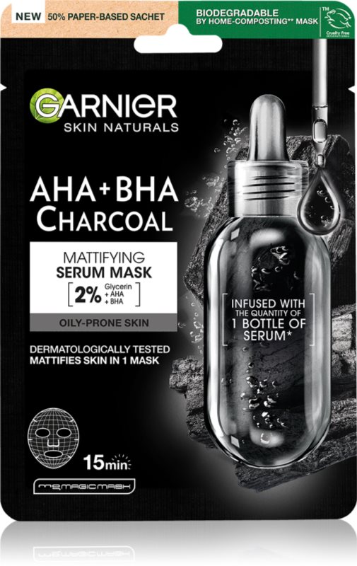 Garnier Pure Active mască textilă neagră, cu extract din alge marine 28 g