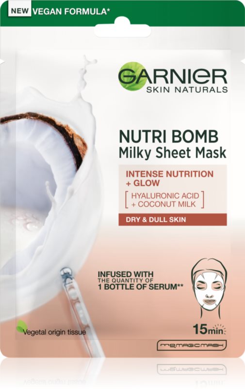 Garnier Textil Masks Nutri Bomb mască textilă nutritivă pentru o piele mai luminoasa 28 g