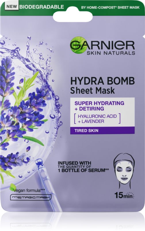 Garnier Textil Masks Hydra Bomb masca de celule cu efect hidrantant si hranitor 28 g
