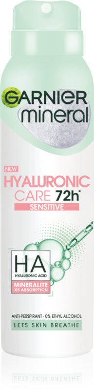 Garnier Mineral Hyaluronic Care spray anti-perspirant pentru piele sensibila 150 ml