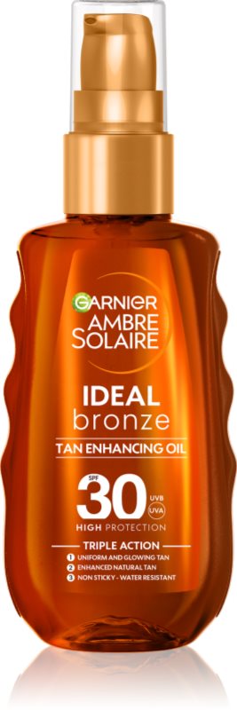 Garnier Ambre Solaire Ideal Bronze ulei pentru îngrijire și bronzare SPF 30 150 ml