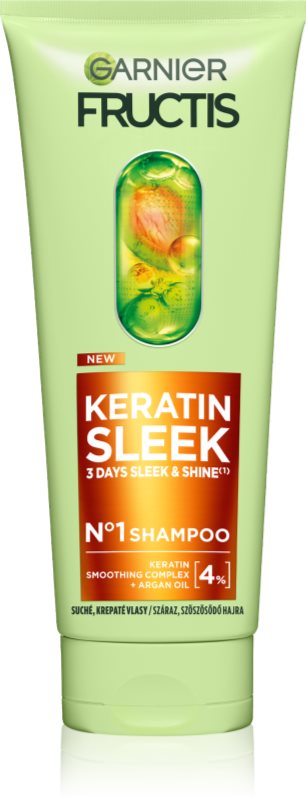Garnier Fructis Keratin Sleek șampon pentru păr uscat și fragil 200 ml
