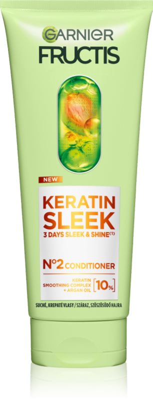 Garnier Fructis Keratin Sleek balsam pentru păr uscat și fragil 200 ml