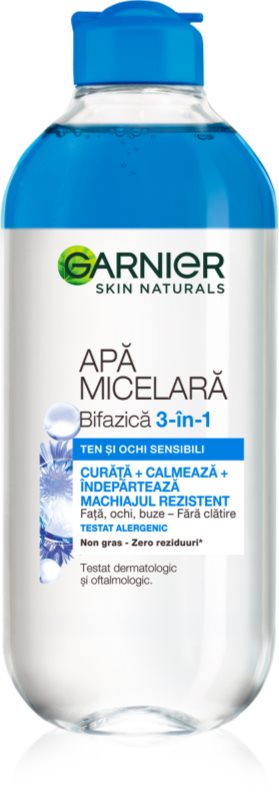 Garnier Skin Naturals apă micelară pentru îngrijirea ochilor foarte sensibili, cu lentile de contact 400 ml