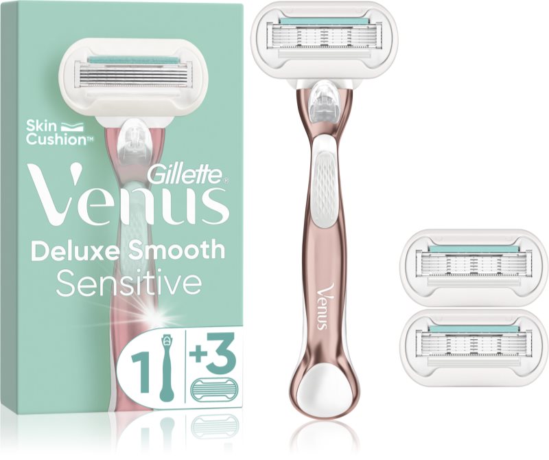 Gillette Venus Deluxe Smooth Sensitive Aparat de ras + rezervă lame RoseGold 3 buc