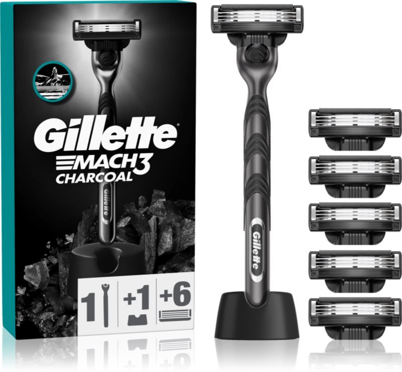 Gillette Mach3 Charcoal aparat de ras cu suport + lame de rezervă 6 buc