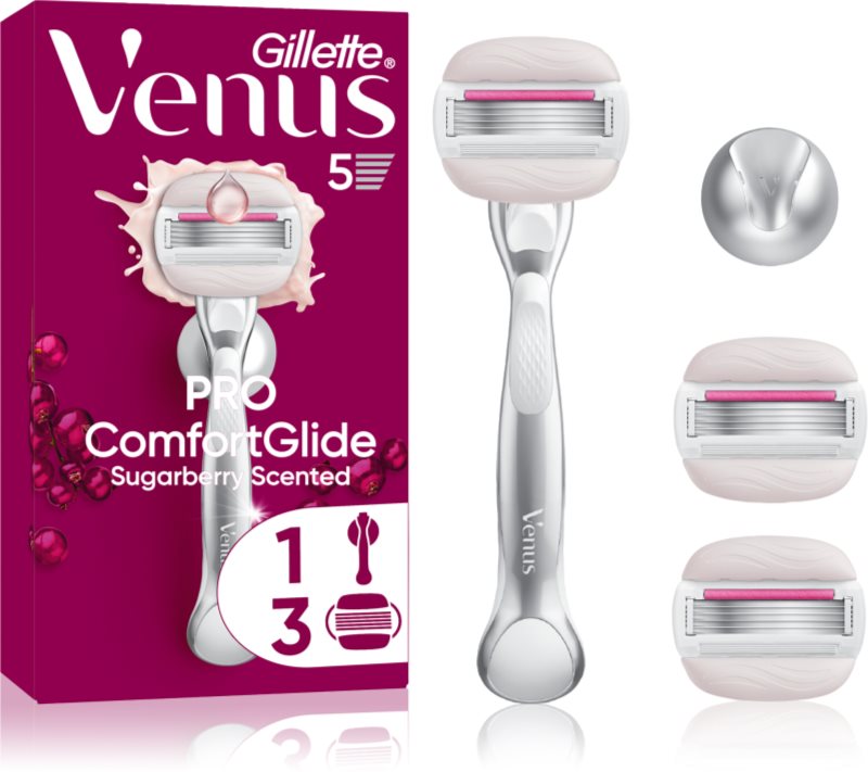 Gillette Venus PRO ComfortGlide Sugarberry epilator pentru femei cu suport pentru duș + lame de rezervă