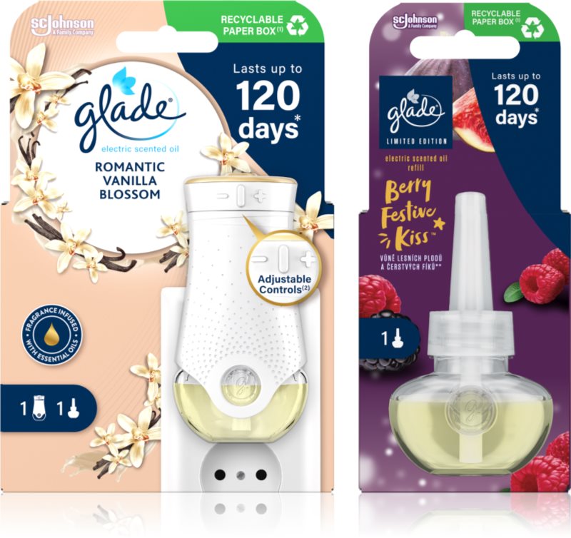 GLADE Electric scented oil Romantic Vanilla Blossom + Berry Festive Kiss ambalaj economic 3 buc