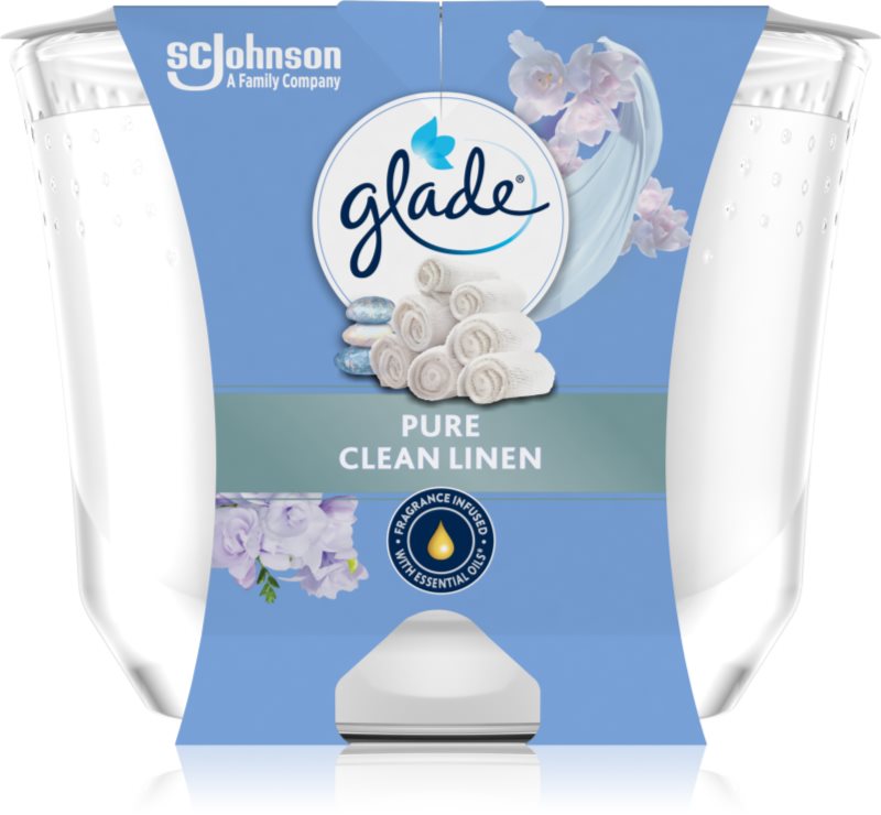 GLADE Pure Clean Linen lumânare parfumată 204 g