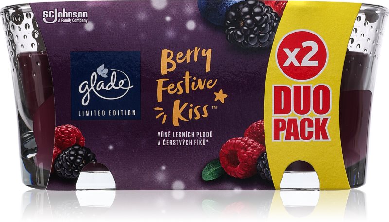 GLADE Berry Festive Kiss DUO lumânare parfumată 2x112 g