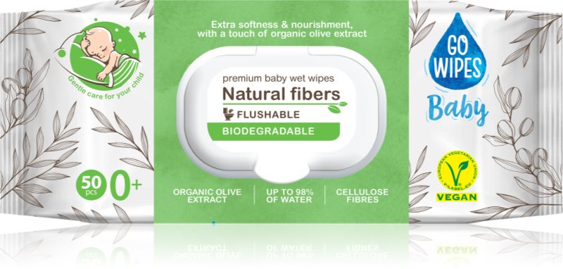 GoWipes Baby Natural Fibers servetele delicate pentru copii pentru piele sensibila 0+ 50 buc