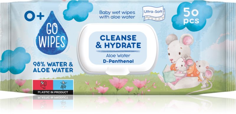 GoWipes Cleanse & Hydrate servetele delicate pentru copii pentru piele sensibila aloe vera 0+ 50 buc