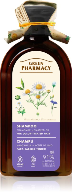 Green Pharmacy Chamomile & Linseed Oil Shampoo șampon îngrijire pentru păr vopsit 350 ml