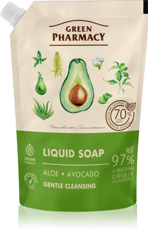 Green Pharmacy Aloe & Avocado Săpun lichid pentru mâini rezervă 460 ml