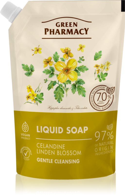 Green Pharmacy Celandine & Linden Săpun lichid pentru mâini rezervă 460 ml