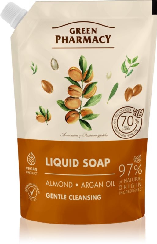 Green Pharmacy Almond & Argan Oil Săpun lichid pentru mâini rezervă 460 ml