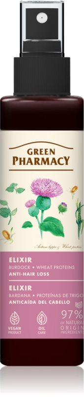 Green Pharmacy Burdock & Wheat proteins Elixir tratament pentru îngrijirea părului fără clătire impotriva caderii parului 150 ml